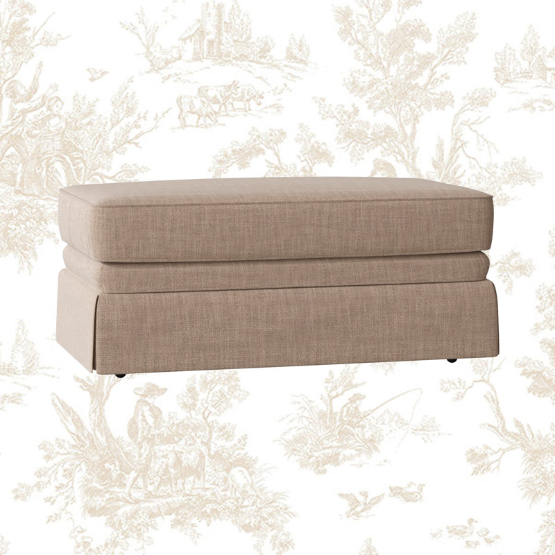 Atterbury Upholstered Ottoman, Conversation Linen Basketweave