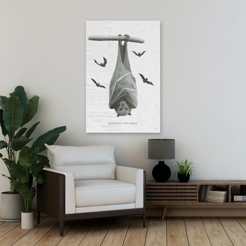 Halloween Treats V - animaux chauve-souris art noir et blanc, H 36 po x l 24 po