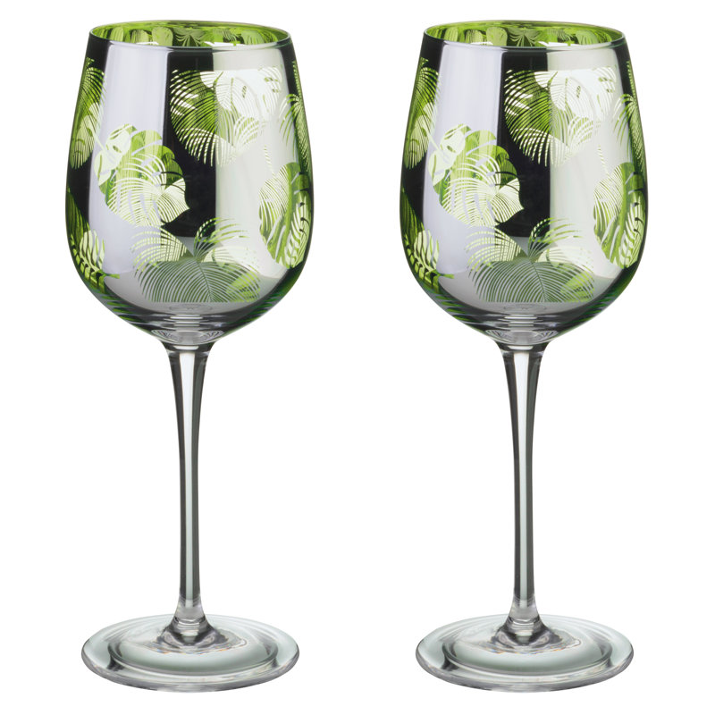Tropical Leaves Wine Glasses