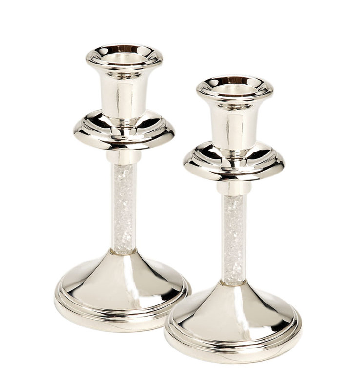 6'' H Metal Tabletop Candlestick, Clear