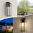 Beaverson 2 - Light 26'' H Black and Gold Base Outdoor Wall Light with Dusk to Dawn and Clear Tempered Glass-1169140066-1166166989