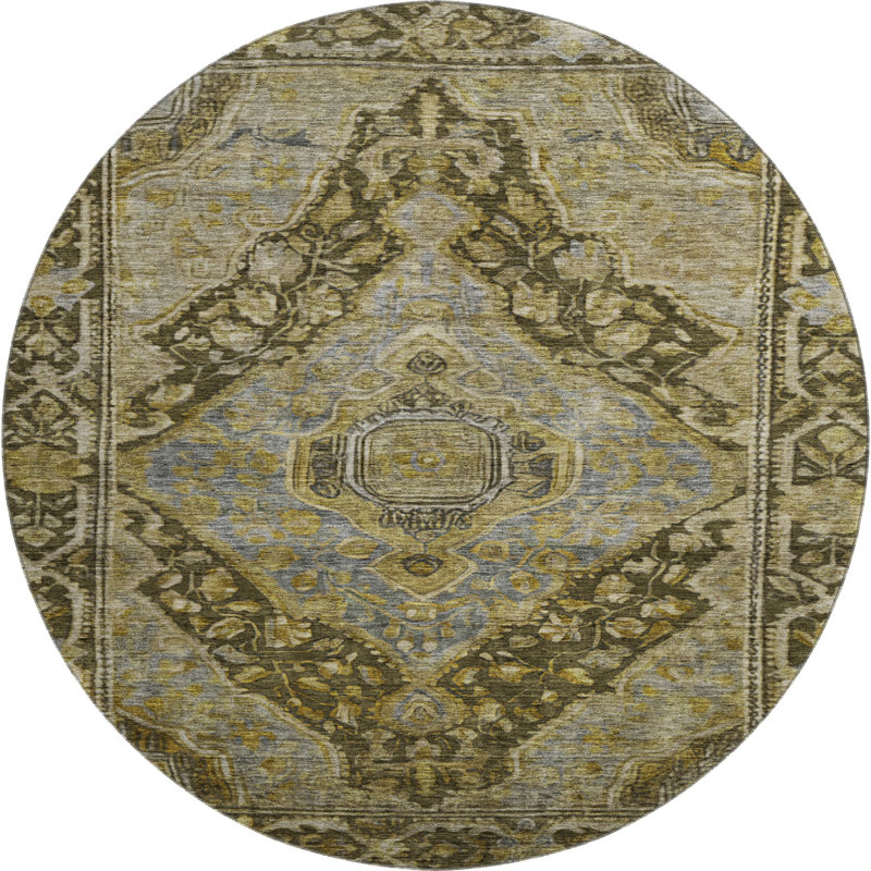 Premium Machine Washable Lubbers AMF1761 Border Rug, Round 8'