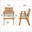 Ensemble de 2 chaises de salle à manger d'extérieur en bois d'acacia durable avec coussins lavables beiges pour le confort du patio et du jardin