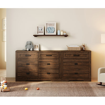 Laziza Modern Farmhouse Wooden Dresser Combo With 9 Drawers For Kids