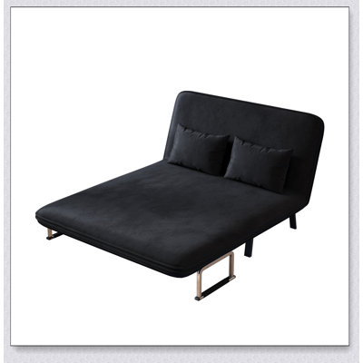 Velvet 55 Inch Convertible Chair Bed, Tri-Fold Sofa Bed with Adjustable Backrest and Pillow for Versatile Comfort and Space Saving