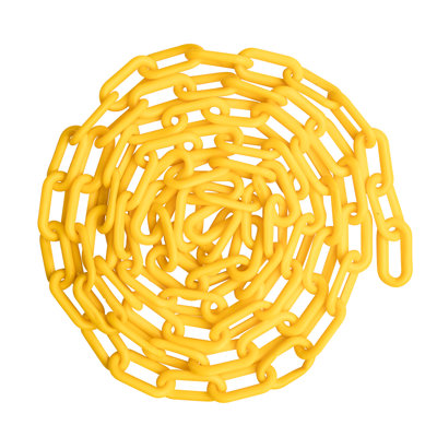 Poids des États-Unis (fabriqué aux États-Unis) Chaîne de sécurité en plastique jaune de 1,5 po x 10 pi avec technologie de protection contre les rayons UV