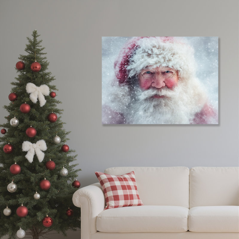 Père Noël neige, art mural sur toile, H 20 po x l 30 po