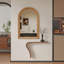 Miroir mural arqué avec cadre en bois, miroir décoratif rustique pour salle de bain