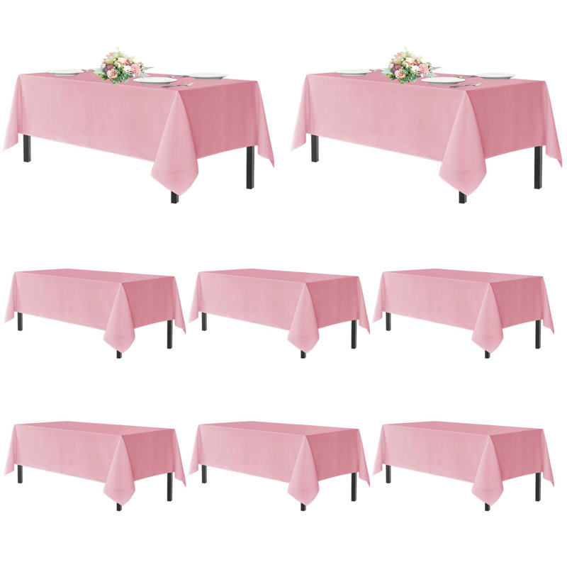 Nappes roses pour tables rectangulaires de 6 pieds, paquet de 8 - Nappe lavable en polyester pour fête de Noël, anniversaire, réception de banquet, 54 po x 108 po
