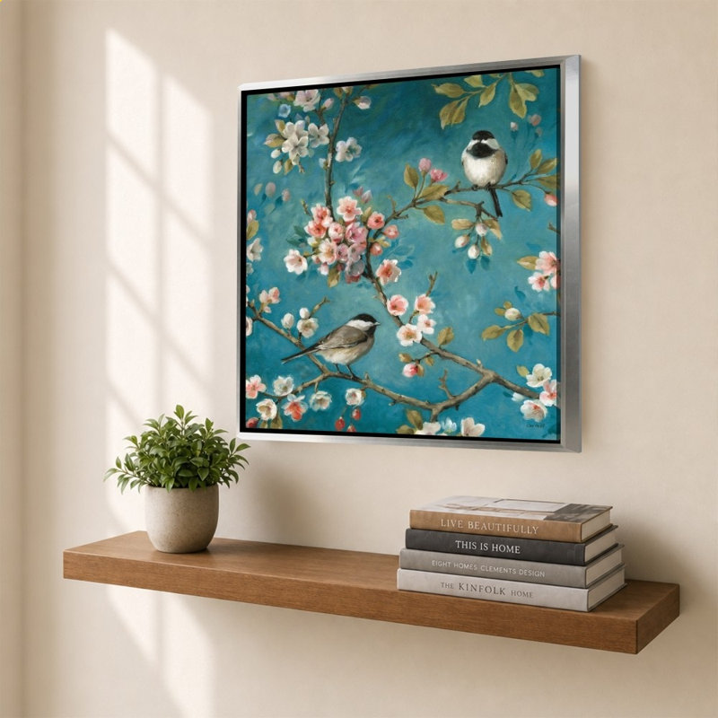 «Blossom I» par Lisa Audit - impression sur toile, 40" H x 40" W, Silver