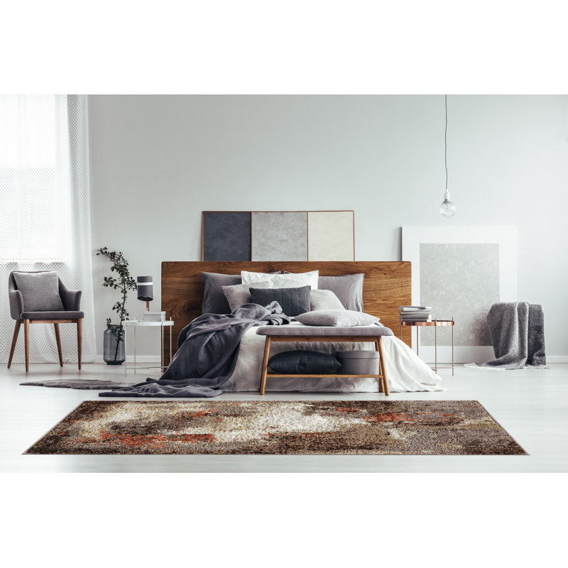 Zanyria Abstract Machine Woven Polypropylene/Jute Area Rug in Brown/Beige, Rectangle 9'5" x 13'10"