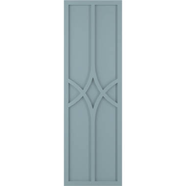 Ekena Millwork 12 inchw x 48 inchh True Fit PVC Two Panel Chevron Modern Style Fixed Mount Shutters, Hailstorm Gray (Per Pair - Hardware Not Included)