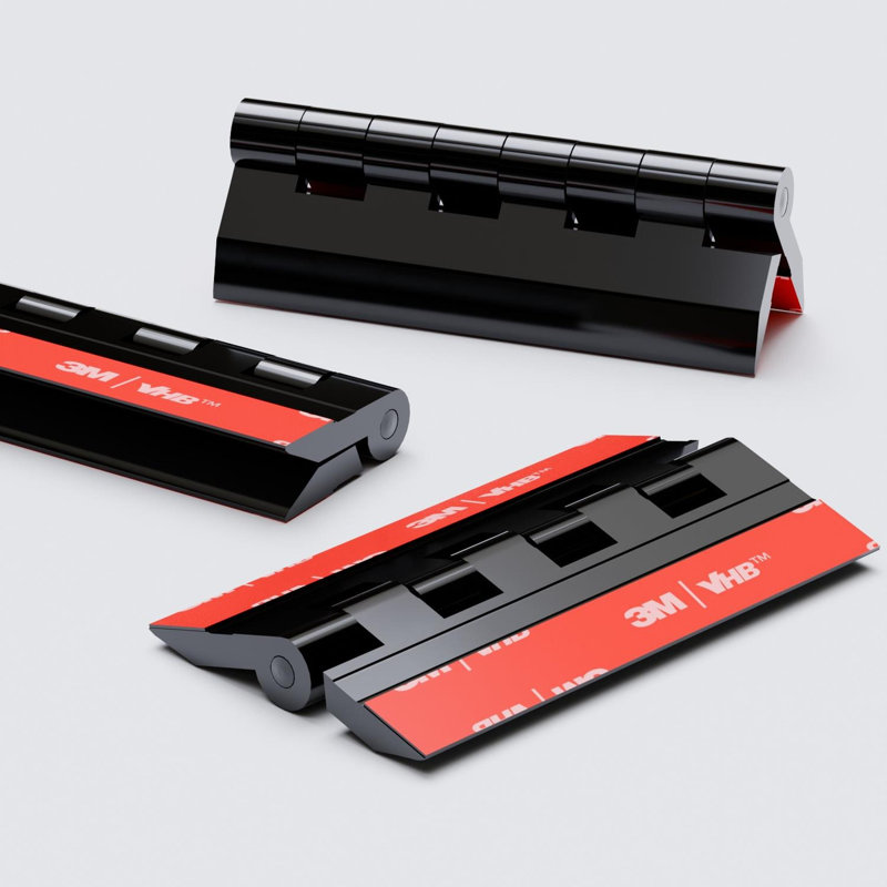4x Black Acrylic Plastic Piano Hinges 75 mm, Self-Adhesive, No Glue Required