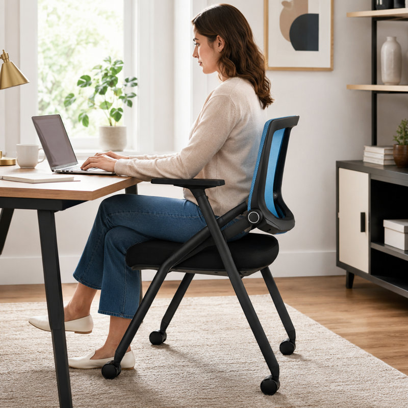 Foldable Conference Office Chair, Blue