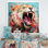 Lion rose rose - décoration murale animal lion