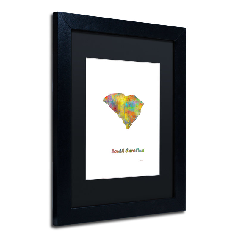 « south caroline state map-1 », impression encadrée encadrée, H 20 po x l 16 po x P 0,5 po, argent