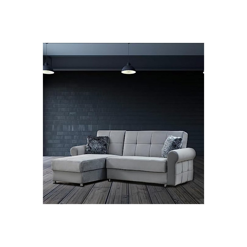 Canapé modulaire réversible Rollo, Mélange de polyester gris
