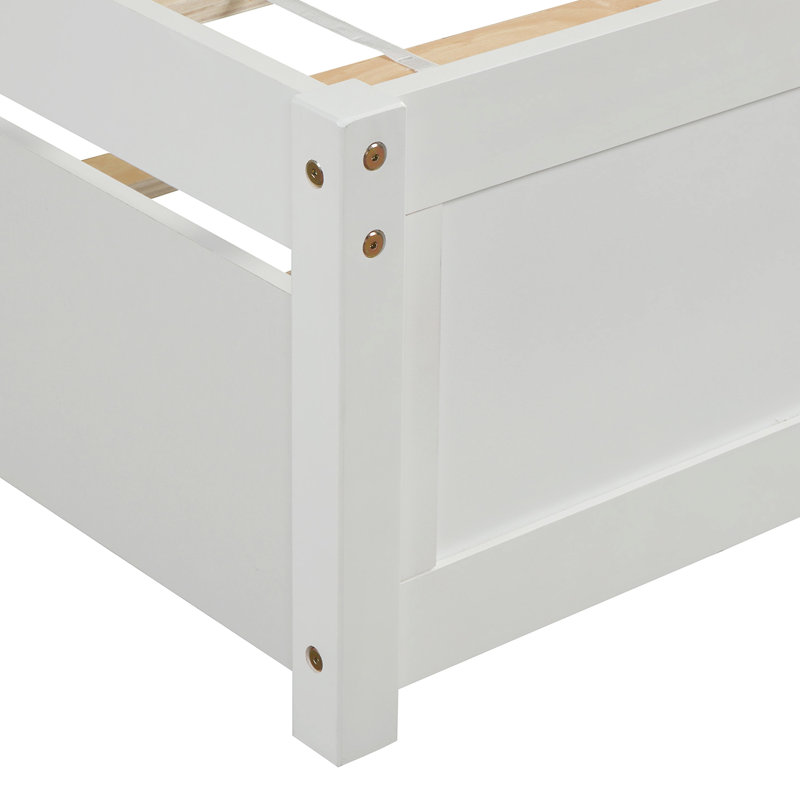 Lit plateforme simple avec lit gigogne, blanc - bois massif pour une chambre à coucher envoûtante