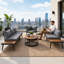 Ensemble de conversation élégant pour le jardin - Canapé modulaire d'extérieur avec tables gigognes rondes-1107833567