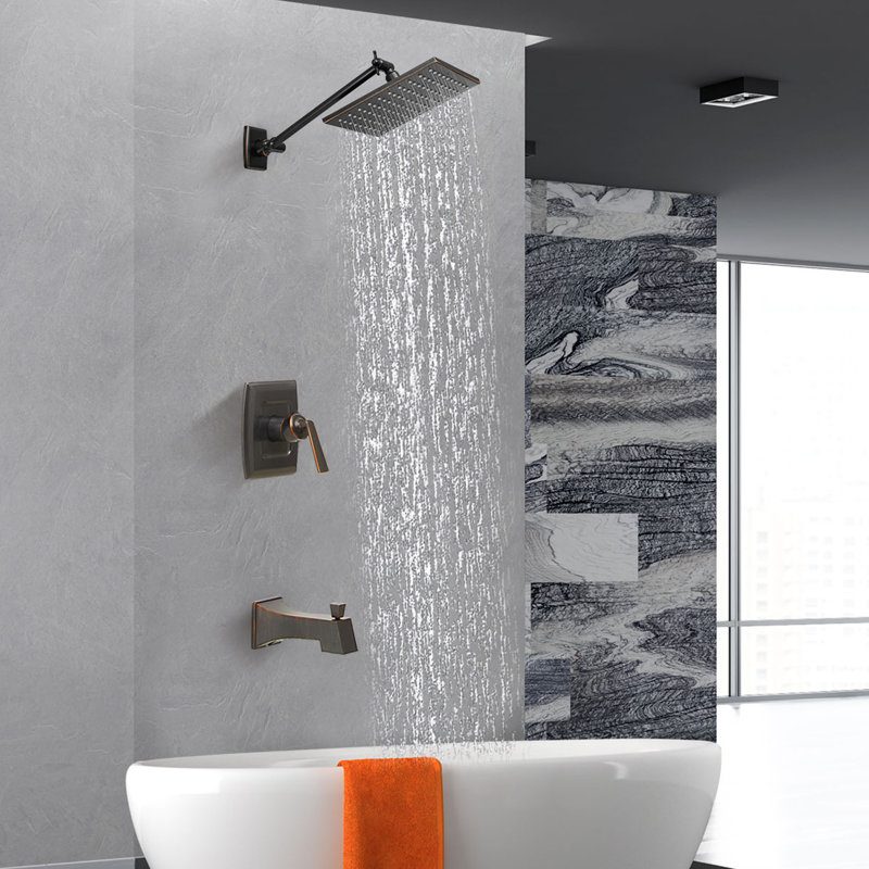 8” High Pressure Wall Mount Rainfall Tub And Shower Faucet with Rough-in Valve