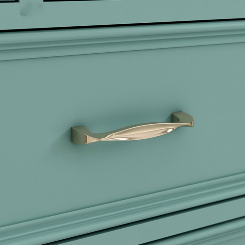 Blue Solid + Manufactured Wood Accent Cabinet
