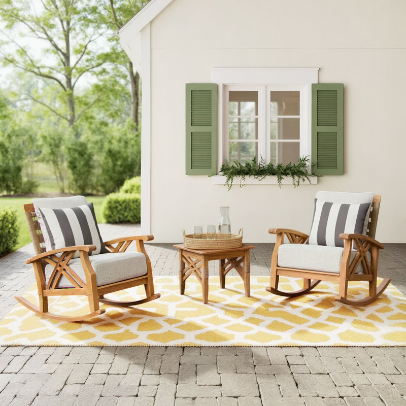 Cotesfield 2 - Person Teak Outdoor Seating Group, Tan Performance Basketweave