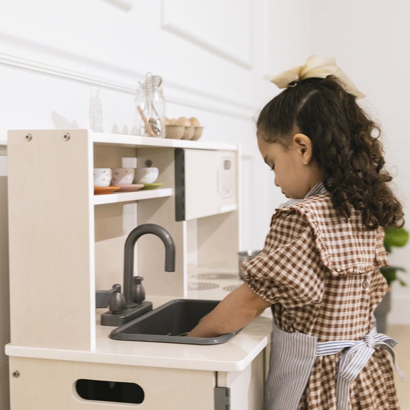 ECR4Kids 4-in-1 Kitchen, Sink, Stove, Oven, Microwave and Storage, Play Kitchen, White