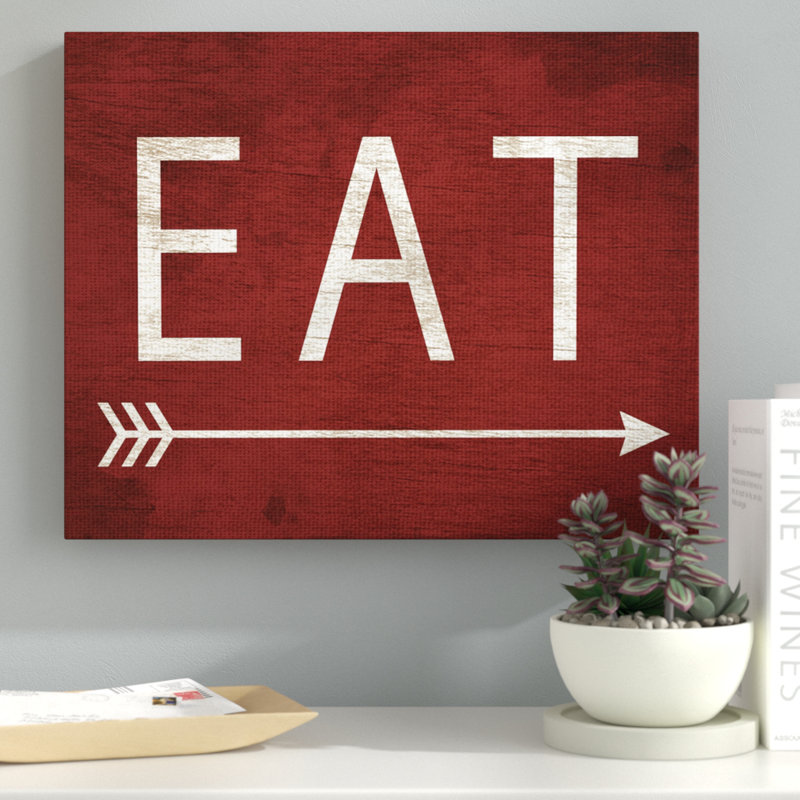 «Eat with Arrow Red» par Daphne Polselli, reproduction d'art textuel sur toile, H 24 po x l 30 po, Toile tendue