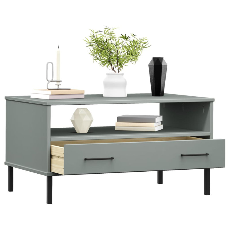 Kolina Four Leg Coffee Table with Storage, Grey