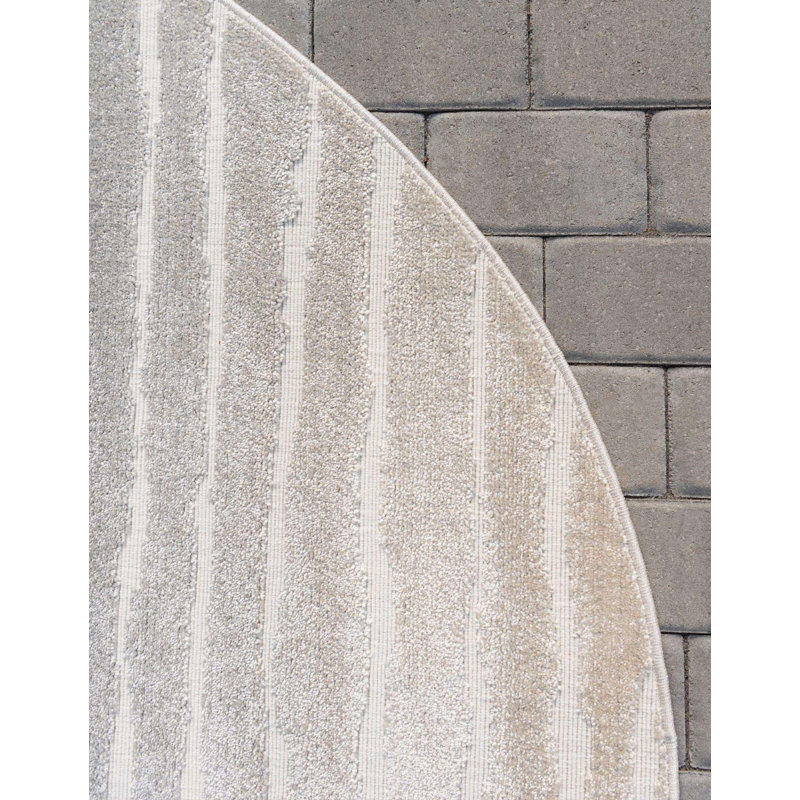 Tapis d'extérieur couleur acier Claudia, Rond 8 pi