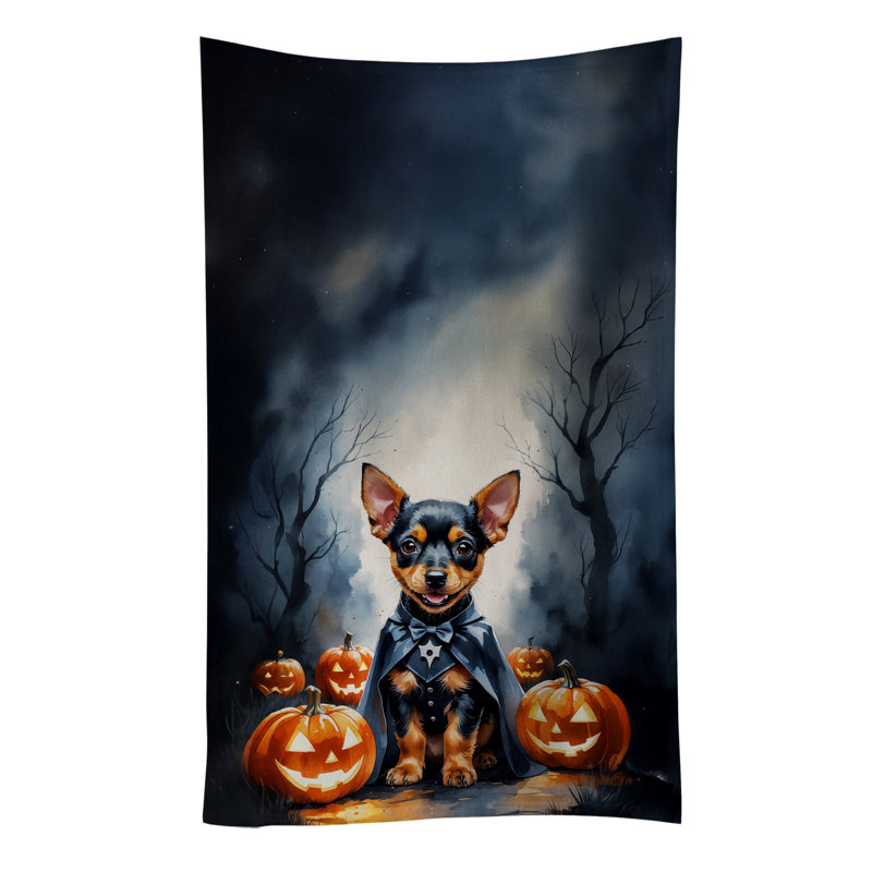Miniature Pinscher Puppy Halloween Kitchen Towel, Miniature Pinscher