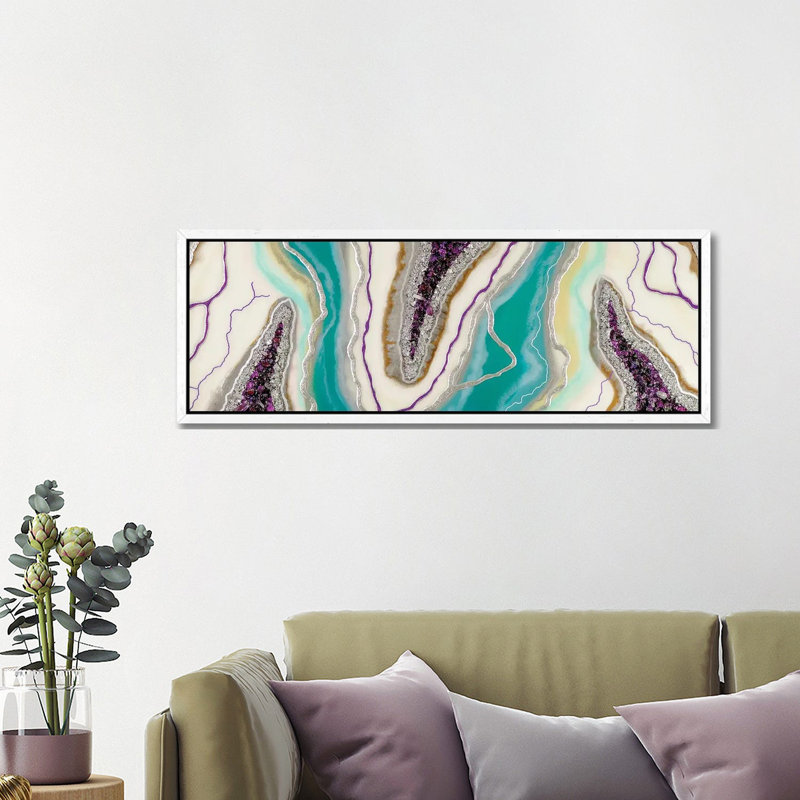 Agua Noche 1 Piece Panoramic Painting on Canvas, 121.92 cm H x 40.64 cm W, White Framed