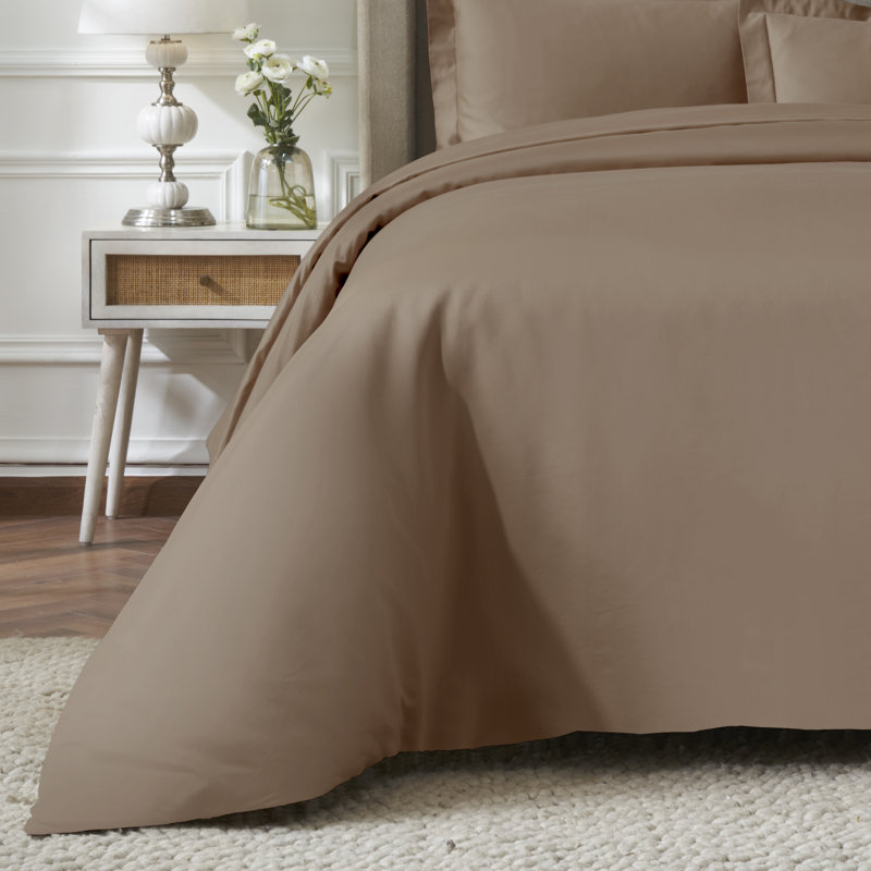 Ensemble de housses de couette en coton égyptien de luxe à densité de tissage 1500 fils, Taupe
