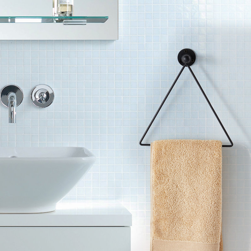 Triangle Metal Wall Mounted Towel Ring, Black