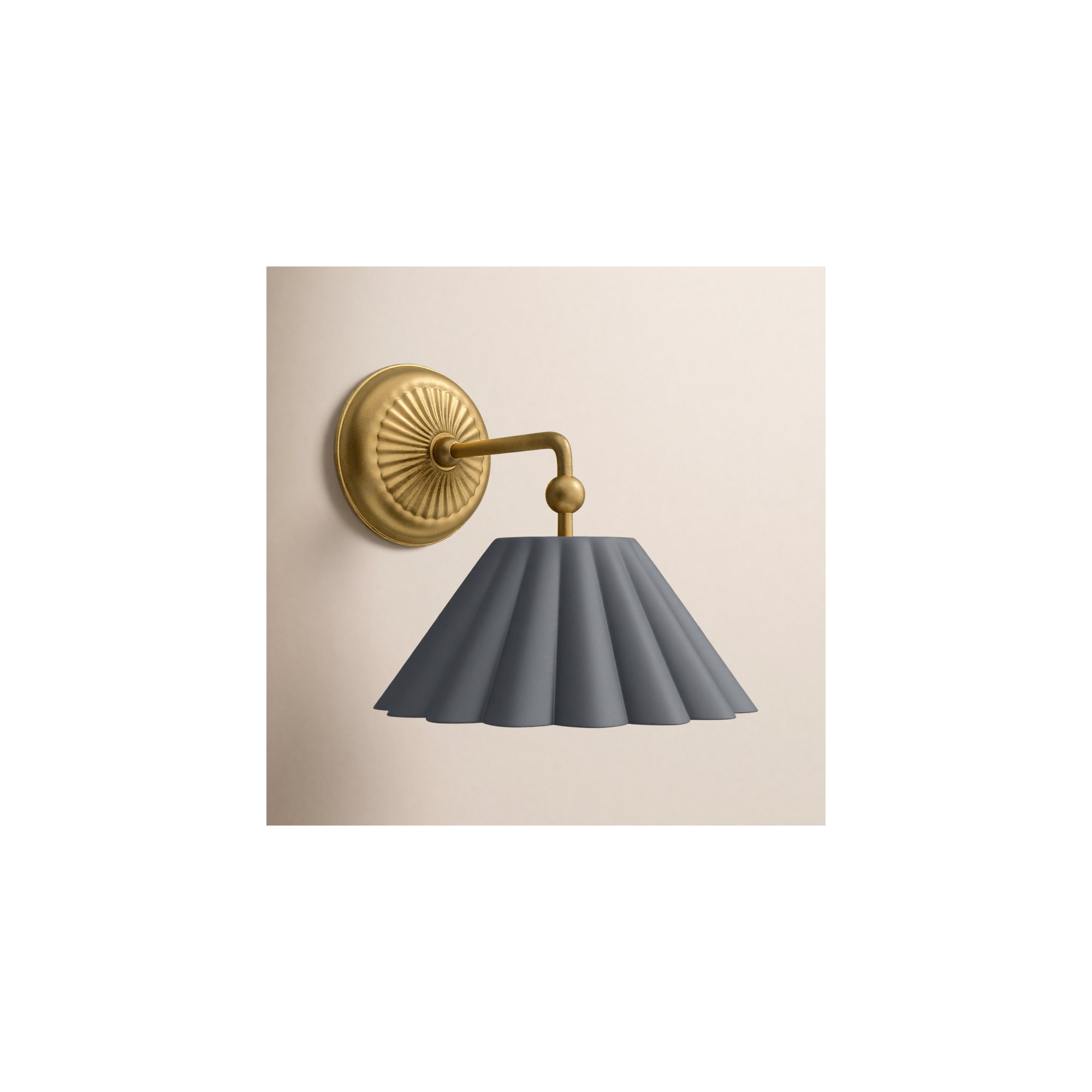 Granduca Single Light Steel Dimmable Armed Sconce, Dark Gray/Gold Leaf
