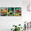 The Farm Grazing Cattle Cows Green Brown Landscape - 3 Piece No Frame Print Set-812828679