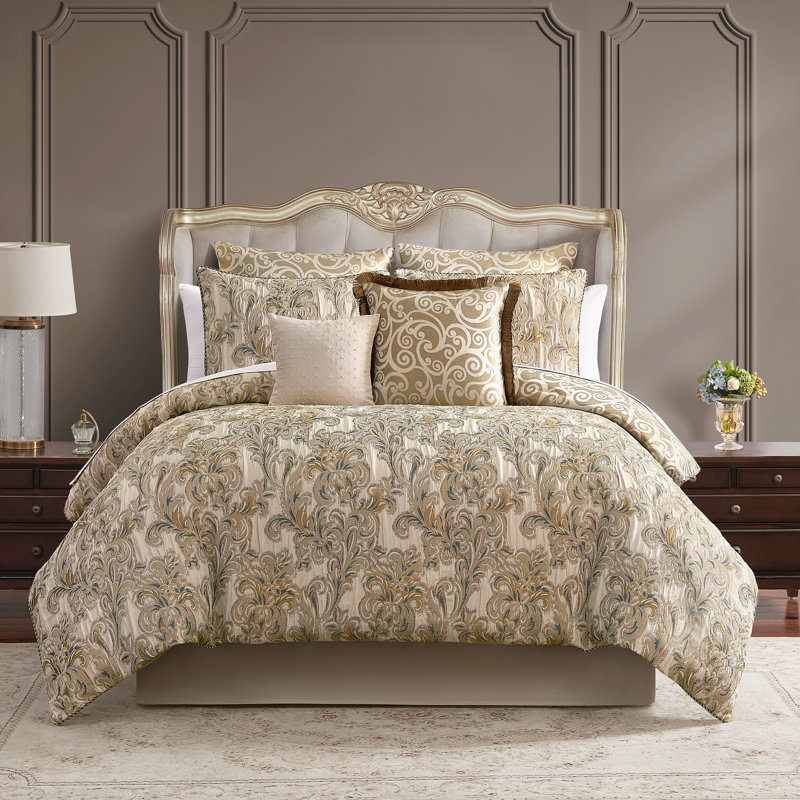 Arden Beige 8 Piece Comforter Set, Queen Comforter + 7  Additional Pieces 