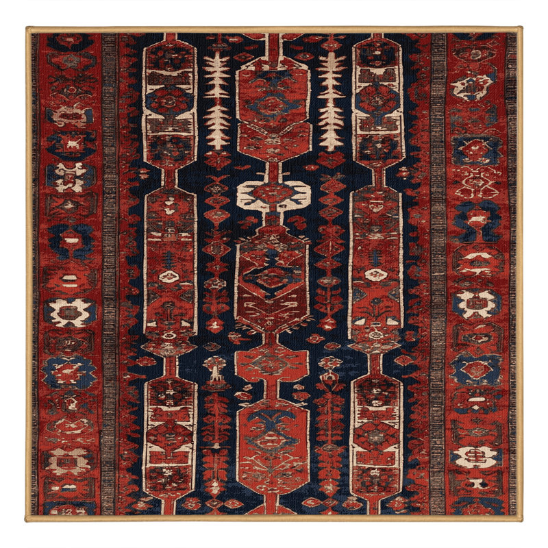 Tapis brun turc lavable à la machine, Carré 7 pi