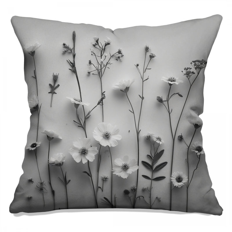 Coussins décoratifs monochromes à motif de fleurs sauvages, 18 po x 18 po