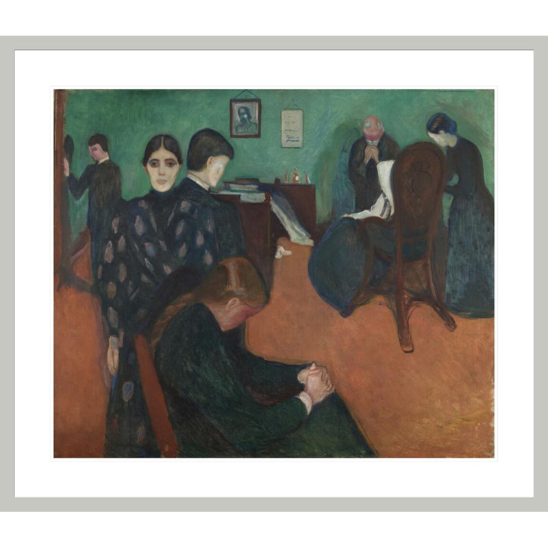 «La mort dans la chambre de la santé» par Edvard Munch - impression giclée encadrée, 33.5" H x 38.58" W