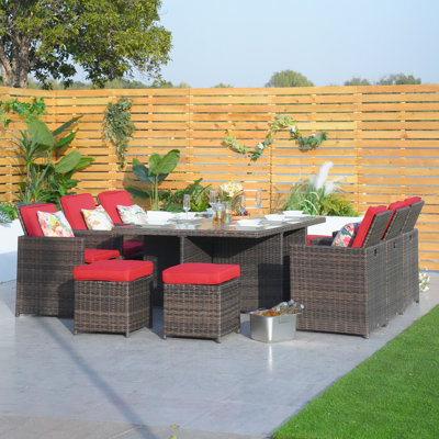 Cranon Rectangular 10 - Person 74.8 Long Dining Set with Cushions