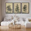 «Arbres solitaires dessin détaillé botanique nature paysage rétro classique rustique Art décontracté» 3 pièces-98695740-98695739