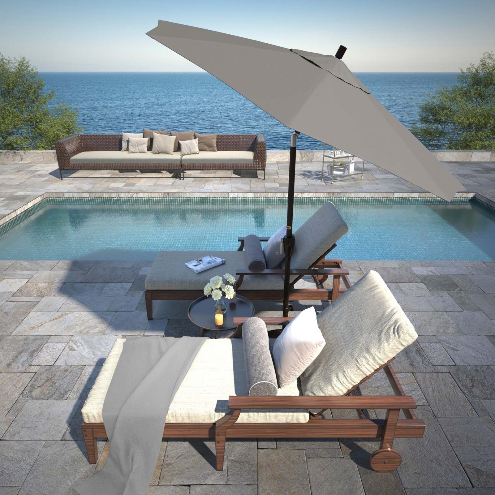 Lexia 7.5' Sunbrella® Umbrella, Bronze, Canvas Charcoal Sunbrella® Canvas