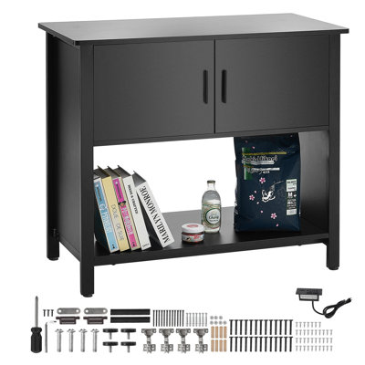 Support pour aquarium, support pour aquarium de 150 litres (40 gallons), 93 x 48 x 80 cm (36,6 x 18,9 x 31,5 pouces), en acier et MDF, support pour aquarium à tortues, capacité de charge de 152 kg (335 lb), support pour aquarium à reptiles avec armoire de rangement et panneau électrique intégré, noir