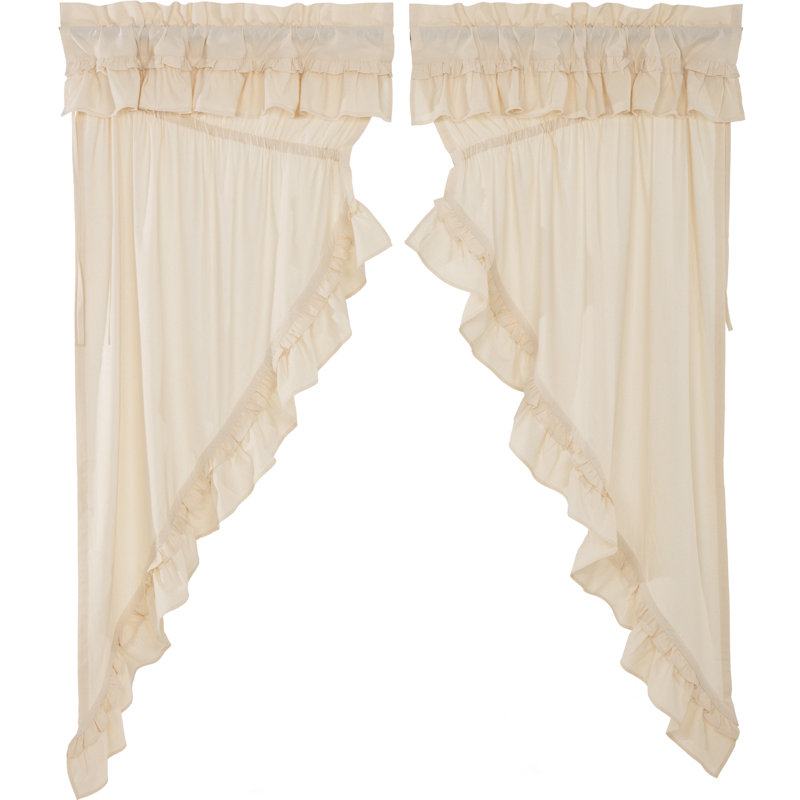 Chayne 100% Cotton Semi Sheer Pair, Natural Cream, 36" W x 63" L