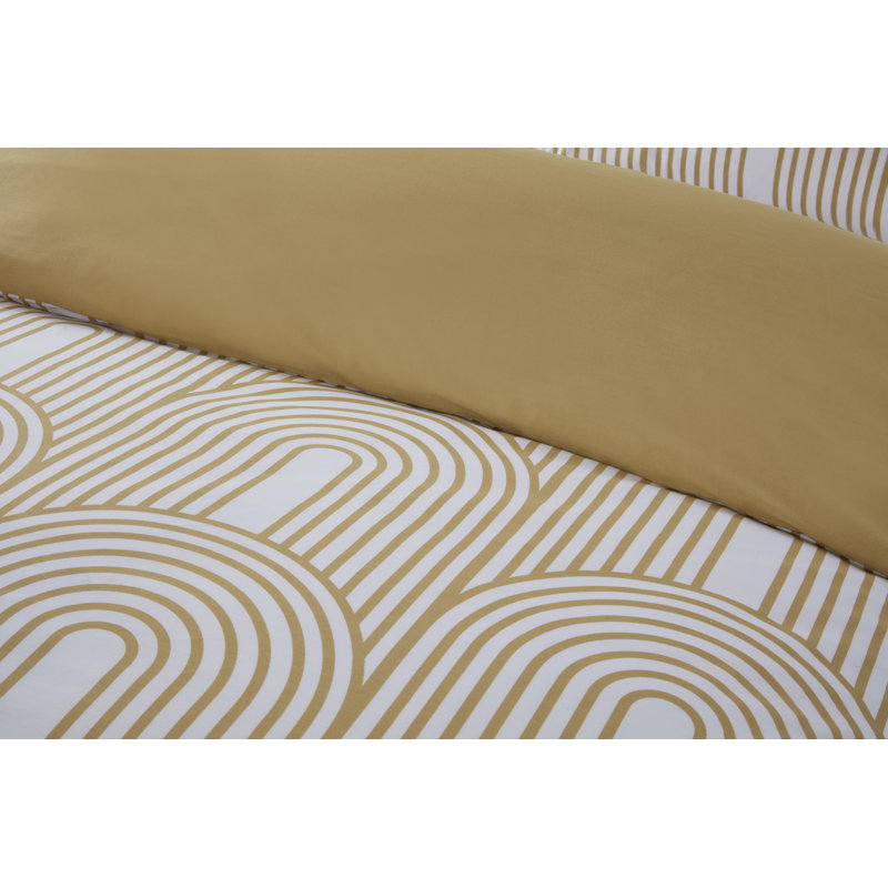Earling Cotton Blend Geometric Duvet Cover with Pillowcases, King Duvet Cover + 2 Standard Pillowcases, Ochre