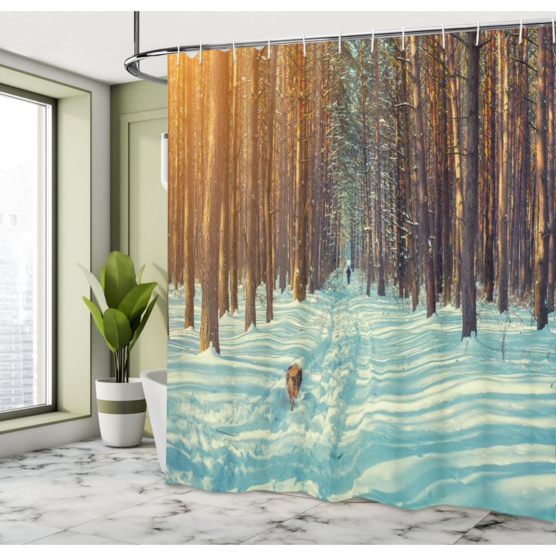 Shower Curtain with Hooks Included, 75"H x 69"W