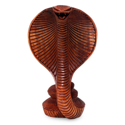 Cobra Snake Wood Sculpture 