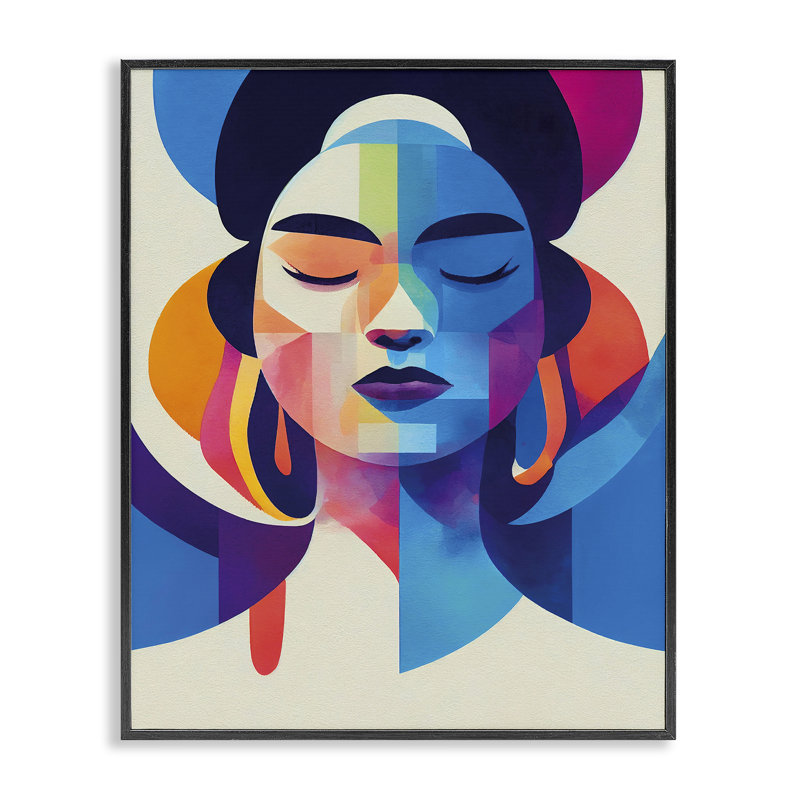 Visage de femme audacieux de Stupell Industries, giclée encadrée par Incado, H 20 po x l 16 po, Giclée encadrée noir minuit