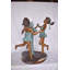 Statue de bronze en cuivre pour filles 3 dansant autour de l'eau pour décor de jardin extérieur, 35 po x 24 po x H 38 po
